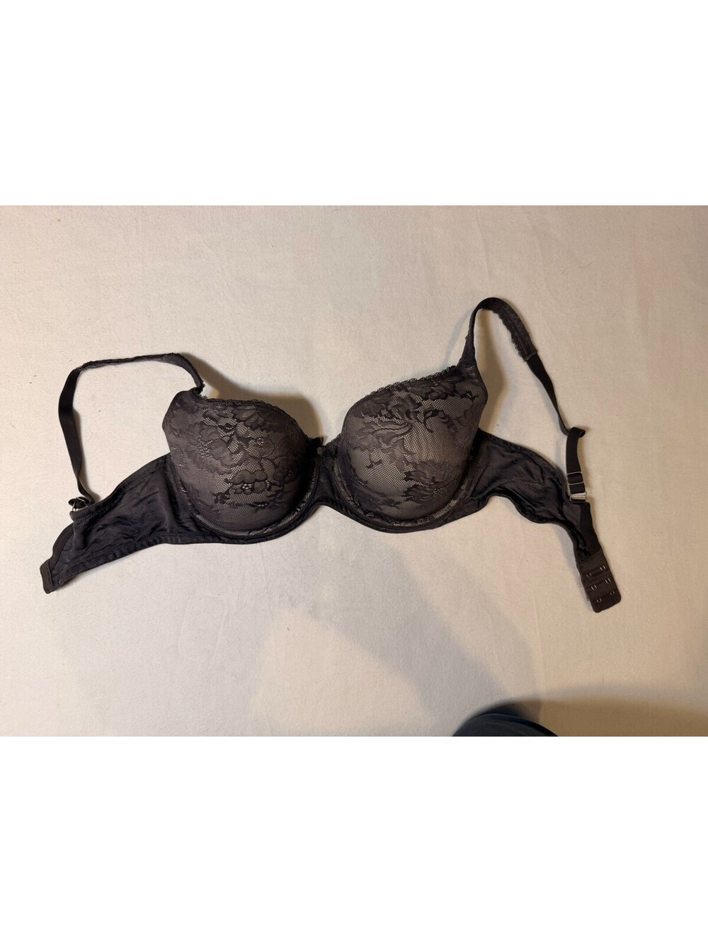 Victoria Secret Floral Lace Bra Black 36DD Adjustable Pushup